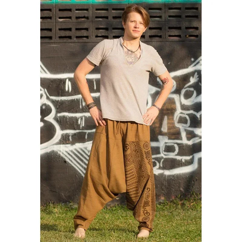 Summer Loose Baggy Aladdin Hippie Yoga Pants Men Fashion Harem Pants