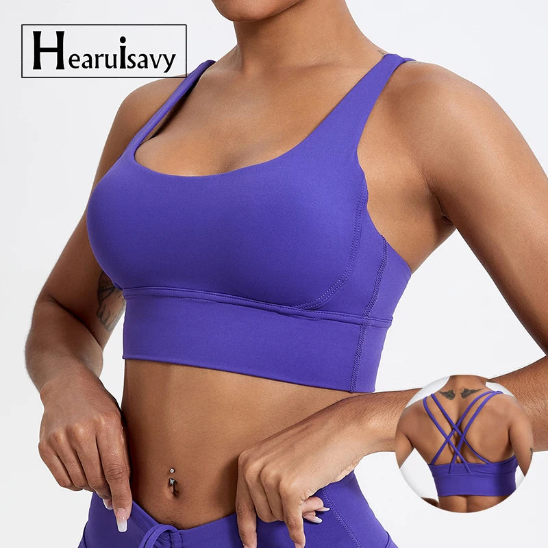 Push up Sports Bra Gym Top Women Yoga Clothing Cross Back Yoga Bra Women Running Fitness Crop Top Shockproof Workout Brassiere