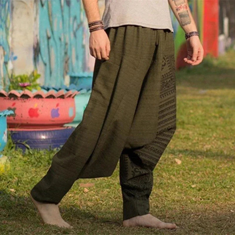 Summer Loose Baggy Aladdin Hippie Yoga Pants Men Fashion Harem Pants