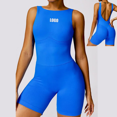 Customized LOGO seamless hollow back yoga one-piece clothing tight sports fitness hip lift one-piece yoga clothing