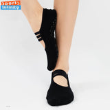 Three Horizontal Straps Backless Yoga Socks Women Anti Slip Professional Pilates Socks Indoor Ballet Dance Fitness Sports Socks