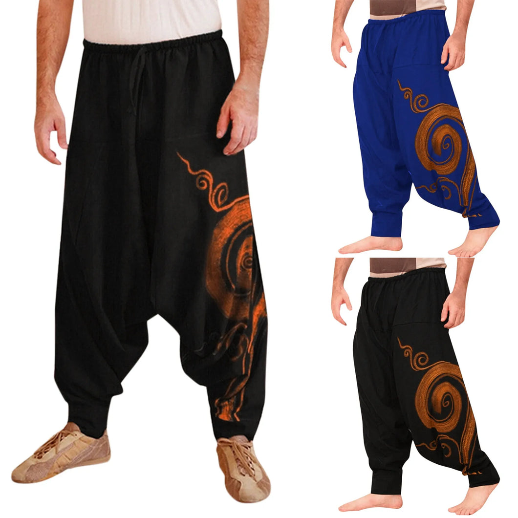 Men's Casual Elastic Waist Baggy Hippie Yoga Harem Pants Men Baggy Hippie Boho Gypsy Aladdin Hippie Boho Aladdin Alibaba Harem