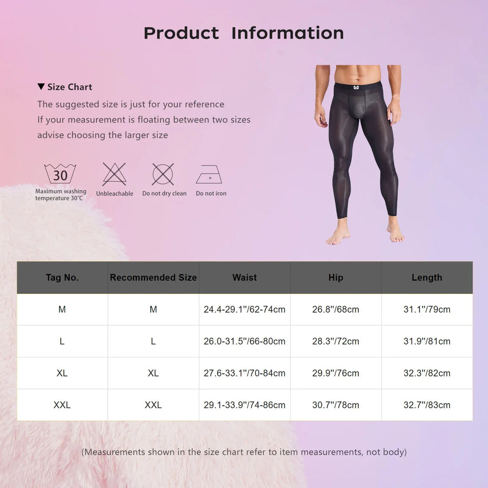 Mens Sheer Silky Yoga Fitness Leggings Seamless Ultra-Thin Bulge Pouch Tights See Through Stretchy Pants for Gym Sports Workout