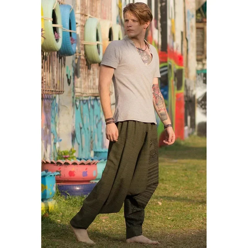 Summer Loose Baggy Aladdin Hippie Yoga Pants Men Fashion Harem Pants