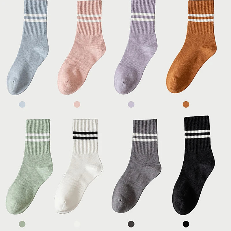 Non-slip Yoga Socks Women's Mid-calf Pilates Socks Professional Sports Fitness Solid Colour Floor Socks