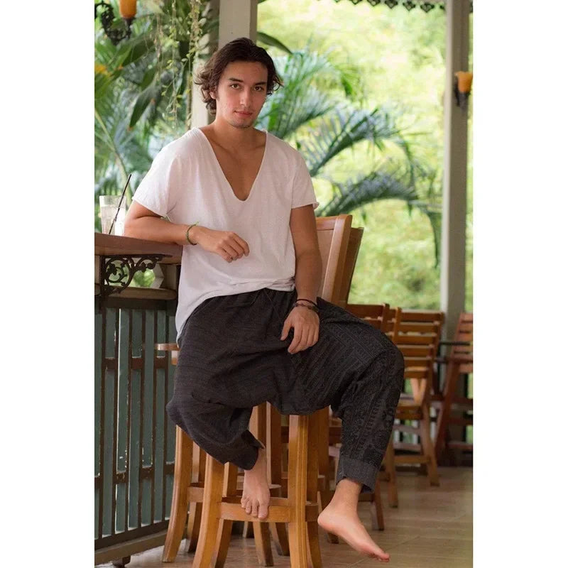 Summer Loose Baggy Aladdin Hippie Yoga Pants Men Fashion Harem Pants