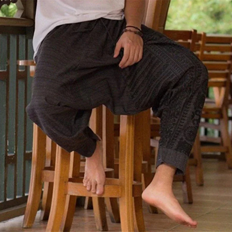 Summer Loose Baggy Aladdin Hippie Yoga Pants Men Fashion Harem Pants