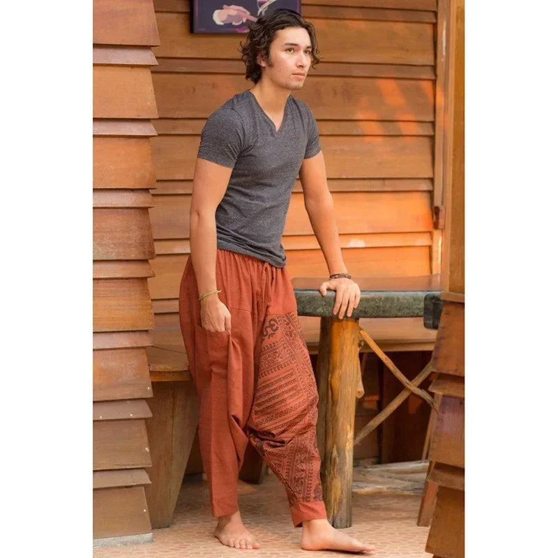 Summer Loose Baggy Aladdin Hippie Yoga Pants Men Fashion Harem Pants